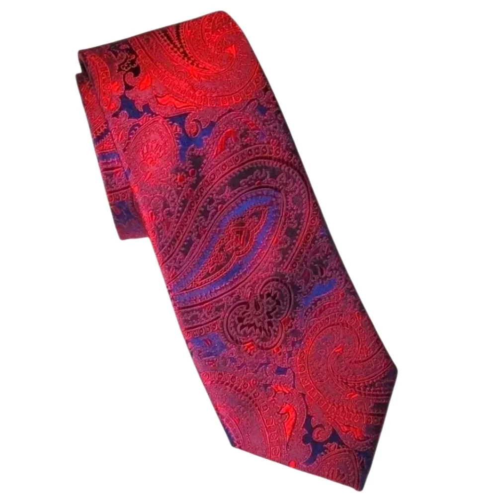 Tommy Hilfiger Men's  Paisley Red and Blue Men's Tie